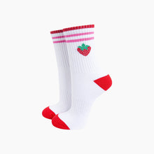 Load image into Gallery viewer, Strawberry Organic Cotton Sports Socks in White
