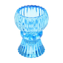 Load image into Gallery viewer, Double Ended Blue Glass Candle Holder
