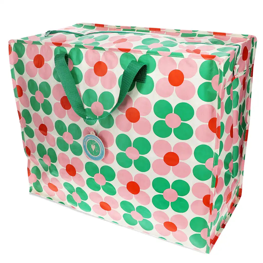 Pink & Green Daisy Jumbo Storage Bag