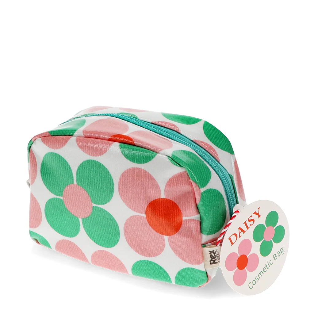 Pink & Green Daisy Makeup Bag