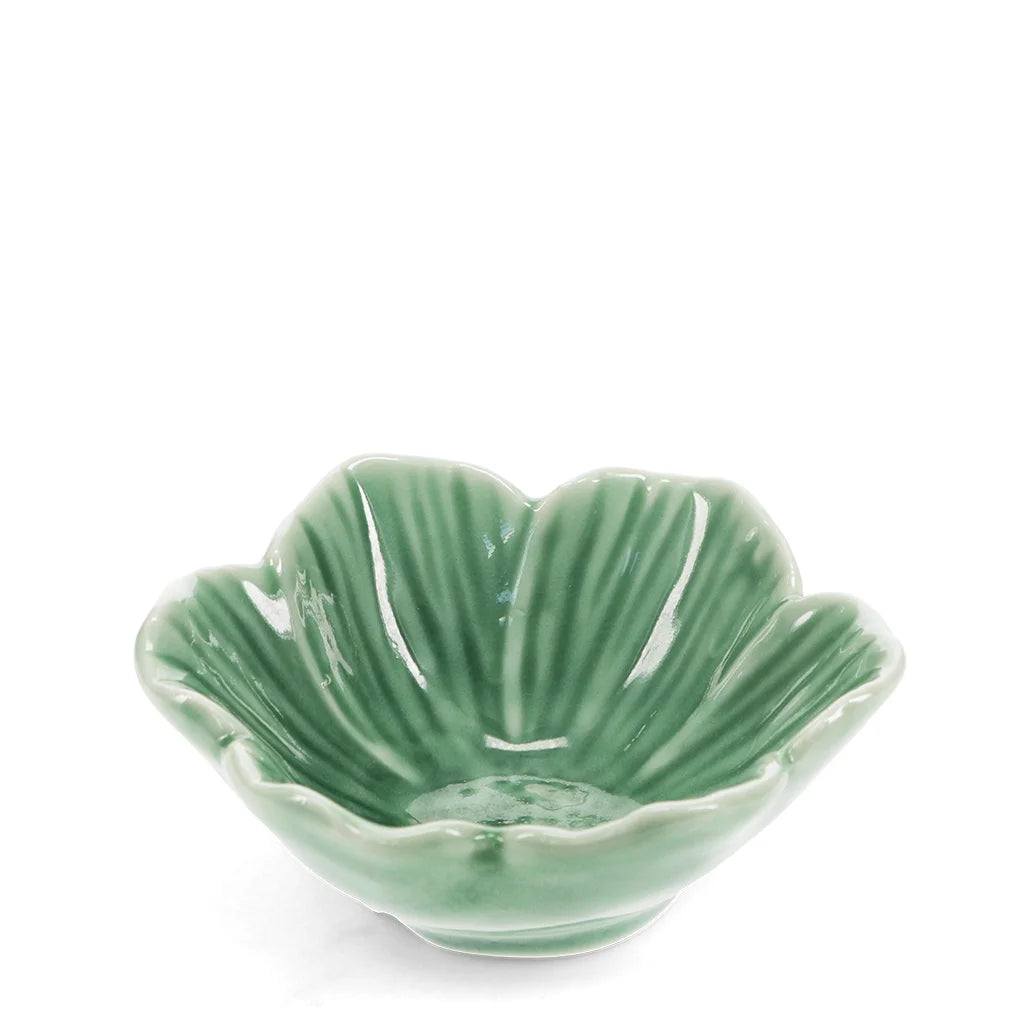 Green 9cm Ceramic Flower Bowl