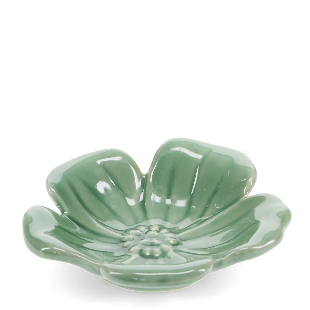 Green Ceramic Flower Dish