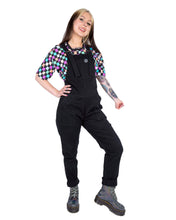 Load image into Gallery viewer, Rebel Romance Jet Black Stretch Dungarees
