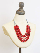 Load image into Gallery viewer, Red Multi-strand Beaded Necklace
