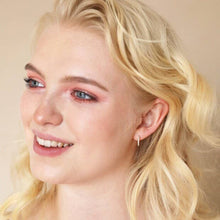 Load image into Gallery viewer, Crystal Huggie Hoop Earrings in Gold
