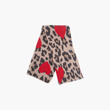 Load image into Gallery viewer, Wylda Cream Leopard and Hearts Scarf
