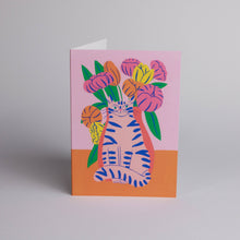 Load image into Gallery viewer, Orange Bouquet Cat Greetings Card
