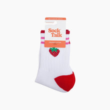 Load image into Gallery viewer, Strawberry Organic Cotton Sports Socks in White
