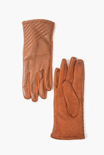 Load image into Gallery viewer, Tan Faux Leather Diagonal Stitch Detail Gloves
