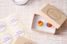 Load image into Gallery viewer, Geometric Harlequin Print Fabric Stud Earrings
