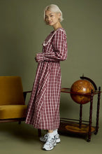 Load image into Gallery viewer, Burgundy Check Midaxi Dress

