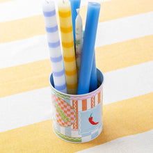 Load image into Gallery viewer, Blue &amp; White Stripe Dinner Candle
