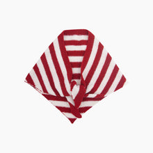 Load image into Gallery viewer, Striped Knitted Triangle Scarf in Red &amp; Cream

