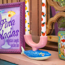 Load image into Gallery viewer, Hand-Painted Fish Ceramic Candle Holder
