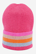 Load image into Gallery viewer, Delta Hot Pink Rainbow Stripe Beanie Hat
