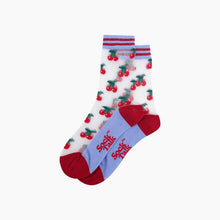 Load image into Gallery viewer, Cherry Fruit Combed Cotton Sheer Pop Socks
