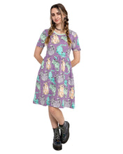 Load image into Gallery viewer, Rebel Romance Purrfect Cats T-Shirt Dress with Pockets
