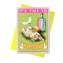 Load image into Gallery viewer, Time To Celebrate Ginger Cat Greetings Card
