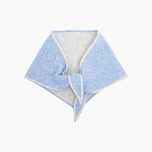 Load image into Gallery viewer, Contrast Trim Knitted Triangle Scarf in Light Blue &amp; Cream
