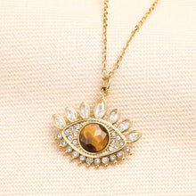 Load image into Gallery viewer, Tiger&#39;s Eye Pendant Necklace in Gold
