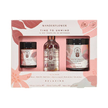 Load image into Gallery viewer, Wanderflower Time to Unwind Wild Rose Bath &amp; Body Set
