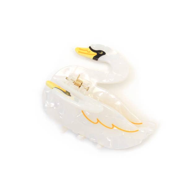 Pearlescent Swan Shaped Hair Clamp