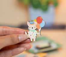 Load image into Gallery viewer, Birthday Dog Wooden Pin
