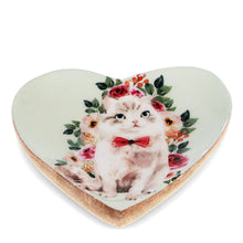 Load image into Gallery viewer, Cat Wooden Heart-Shaped Trinket Dish
