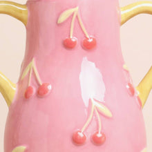 Load image into Gallery viewer, Pink and Yellow Embossed Cherry Ceramic Vase
