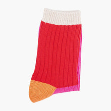Load image into Gallery viewer, Red &amp; Pink Colour Block Socks
