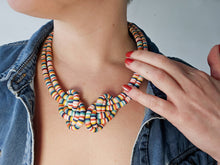 Load image into Gallery viewer, Geometric Candy Print Fabric Knot Necklace
