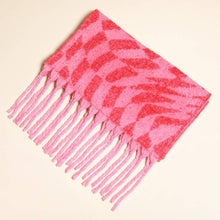 Load image into Gallery viewer, Pink and Red Wavy Checkerboard Winter Scarf
