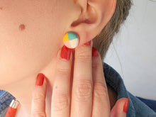 Load image into Gallery viewer, Geometric Harlequin Print Fabric Stud Earrings
