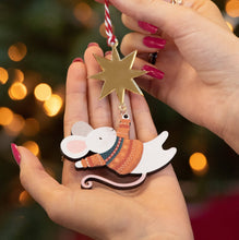 Load image into Gallery viewer, Handmade Orange Mouse &amp; Star Christmas Decoration
