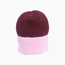 Load image into Gallery viewer, Two Tone Beanie Hat in Berry &amp; Pink
