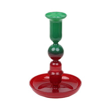 Load image into Gallery viewer, Red &amp; Green Ombre Glass Candle Holder
