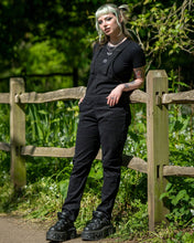 Load image into Gallery viewer, Rebel Romance Jet Black Stretch Dungarees
