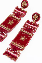Load image into Gallery viewer, Pink Cracker Beaded Drop Earrings
