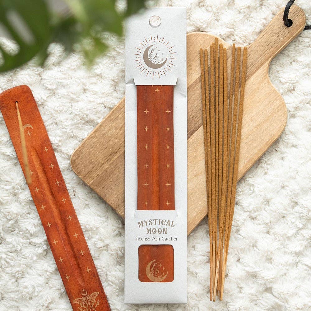 Mystical Moon Wooden Incense Ash Catcher