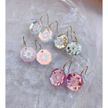 Load image into Gallery viewer, Pink Glitter Mini Star Geo Drop Earrings
