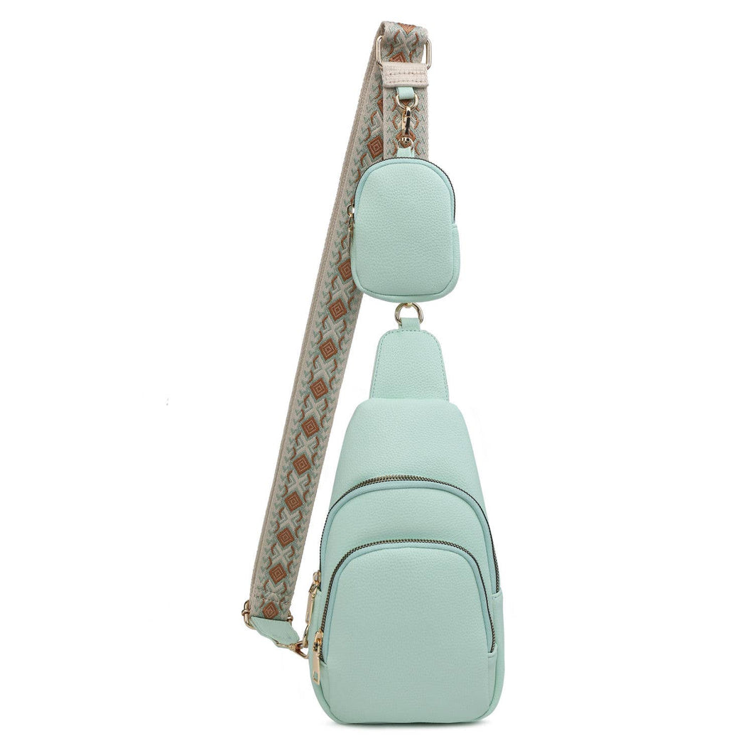 Mint Green Cross Body/Chest Bag & Coin Wallet