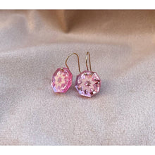 Load image into Gallery viewer, Pink Glitter Mini Star Geo Drop Earrings
