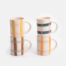 Load image into Gallery viewer, Caroline Gardner Multi-Check Set of 4 Espresso Cups
