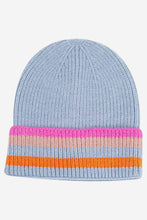 Load image into Gallery viewer, Delta Light Blue Rainbow Stripe Beanie Hat
