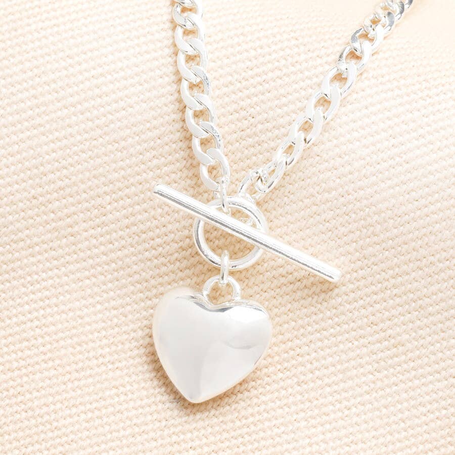 Silver Heart Tbar Necklace
