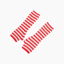 Load image into Gallery viewer, Red &amp; Cream Long Striped Wrist Warmer
