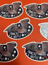 Load image into Gallery viewer, Snacks &amp; Naps Bat Vinyl Sticker
