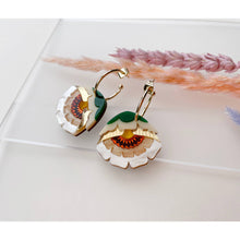 Load image into Gallery viewer, Caramel Isobel Floral Hoop Earrings
