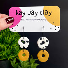 Load image into Gallery viewer, Yellow Dalmatian Print Cut-out Hoop Earrings
