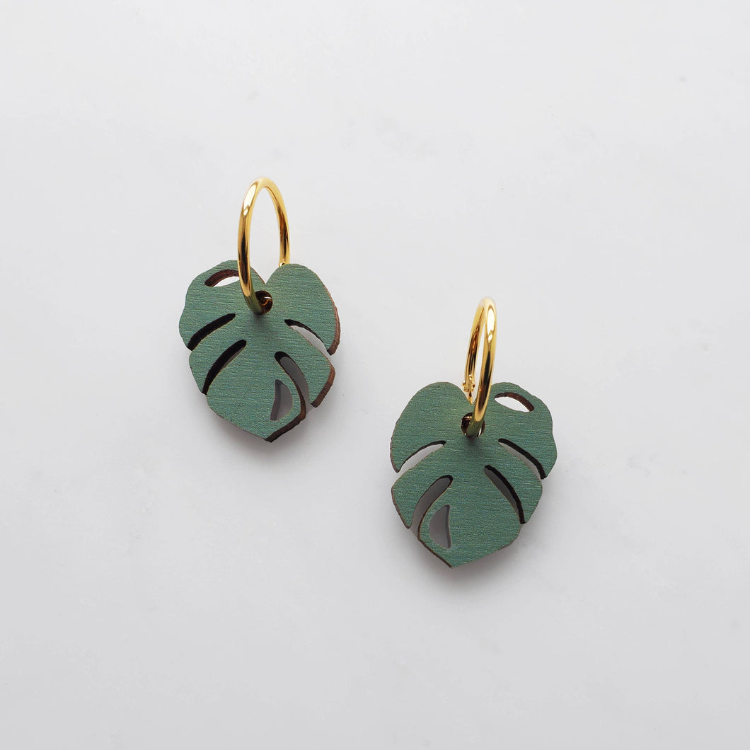 Monstera Hoop Earrings